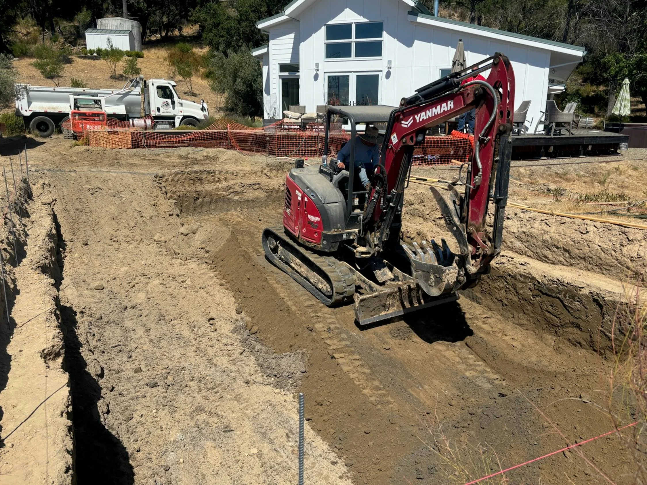 Excavation beginning on the Calistoga sloped-lot pool