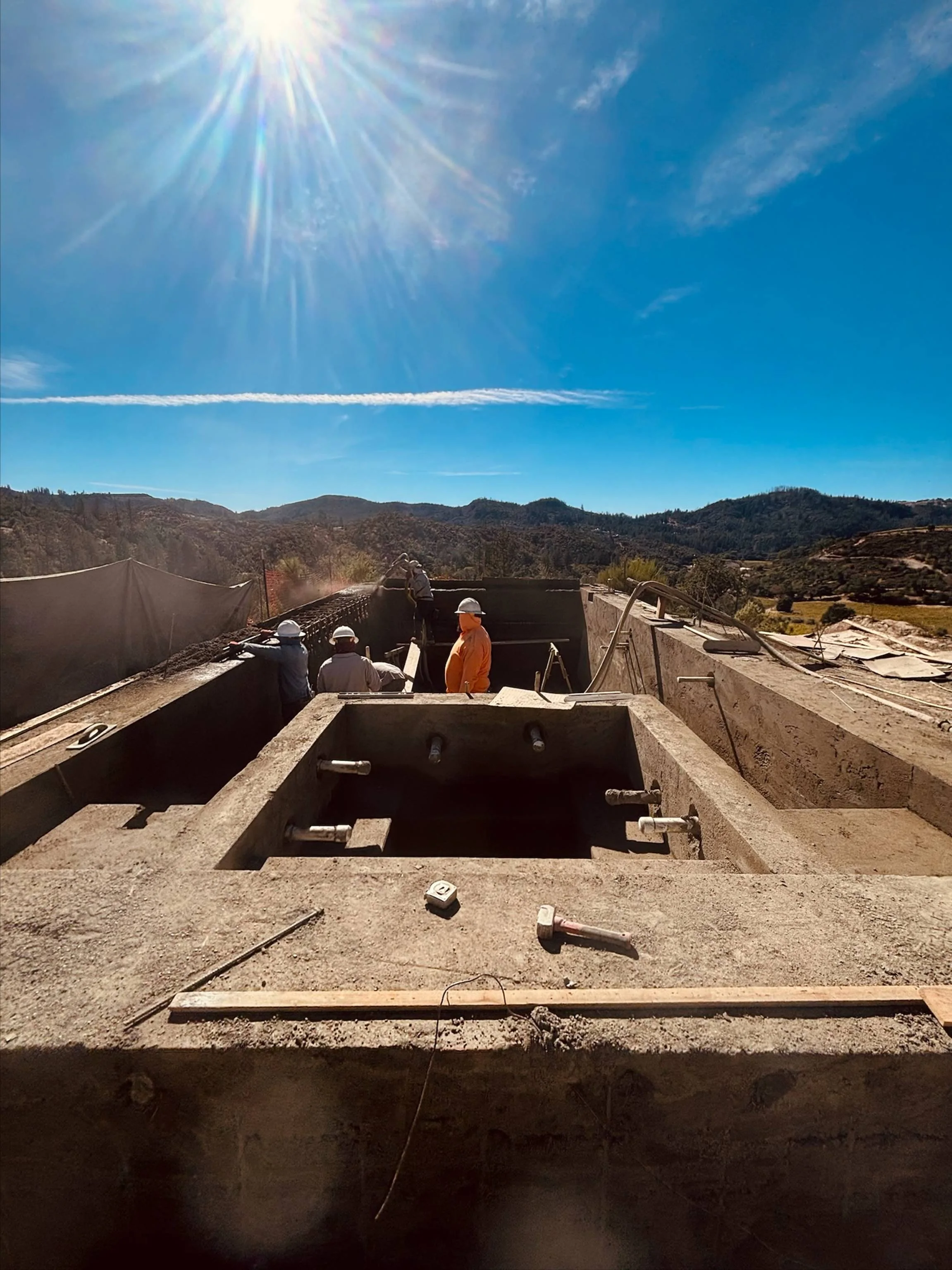 Gunite pool shell on the Calistoga sloped lot
