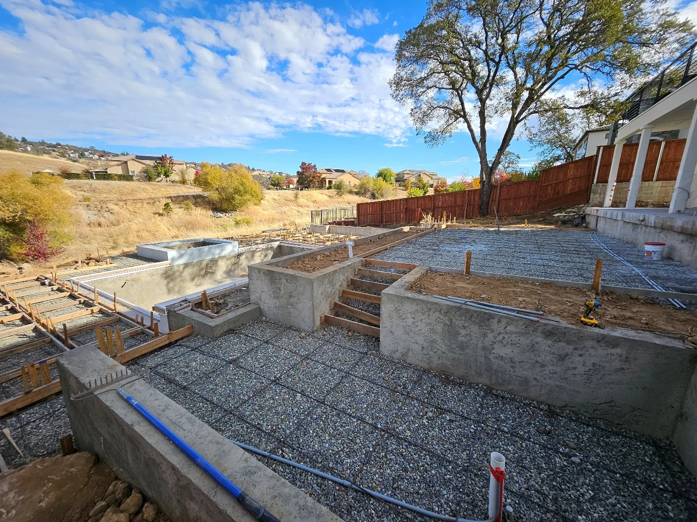 Rebar installed for the Folsom pool and retaining structure