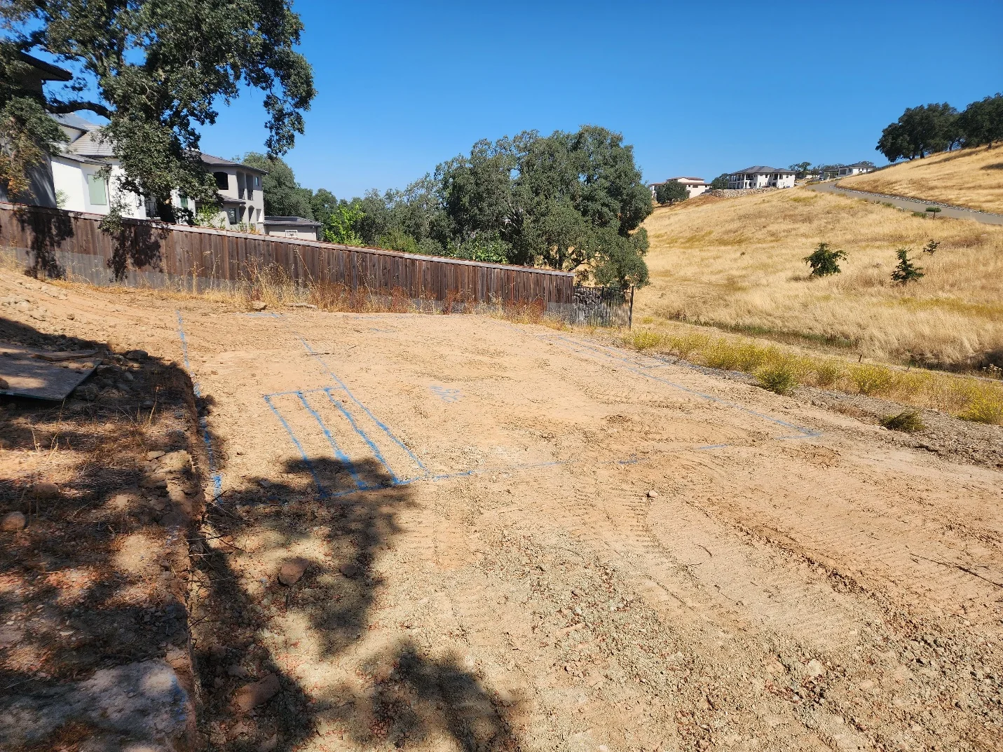 Folsom sloped lot before pool construction