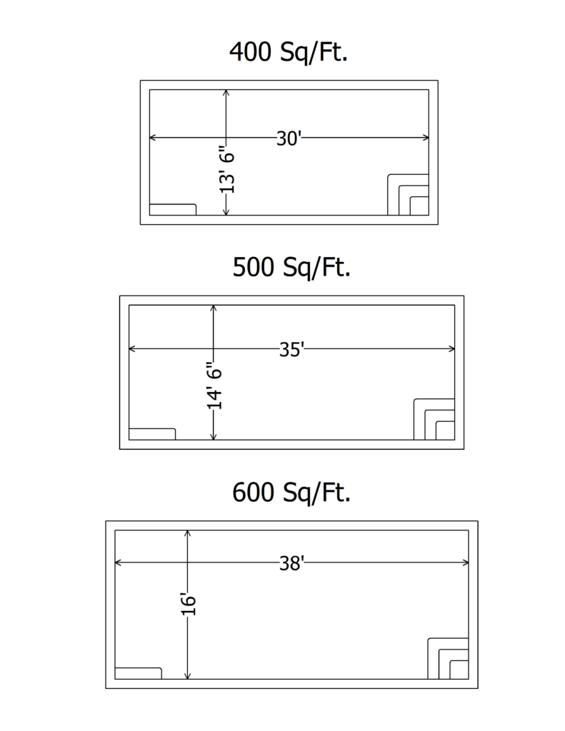 From 400 to 600 Square Feet Customizing Rectangular Pool Sizes